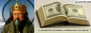 ficha del dolar y trump como rey-emperador